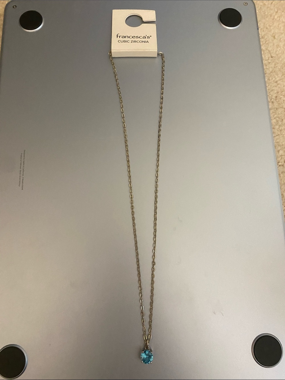 Francesca's Collections Silver-Tone Necklace with Aqua Stone Pendant